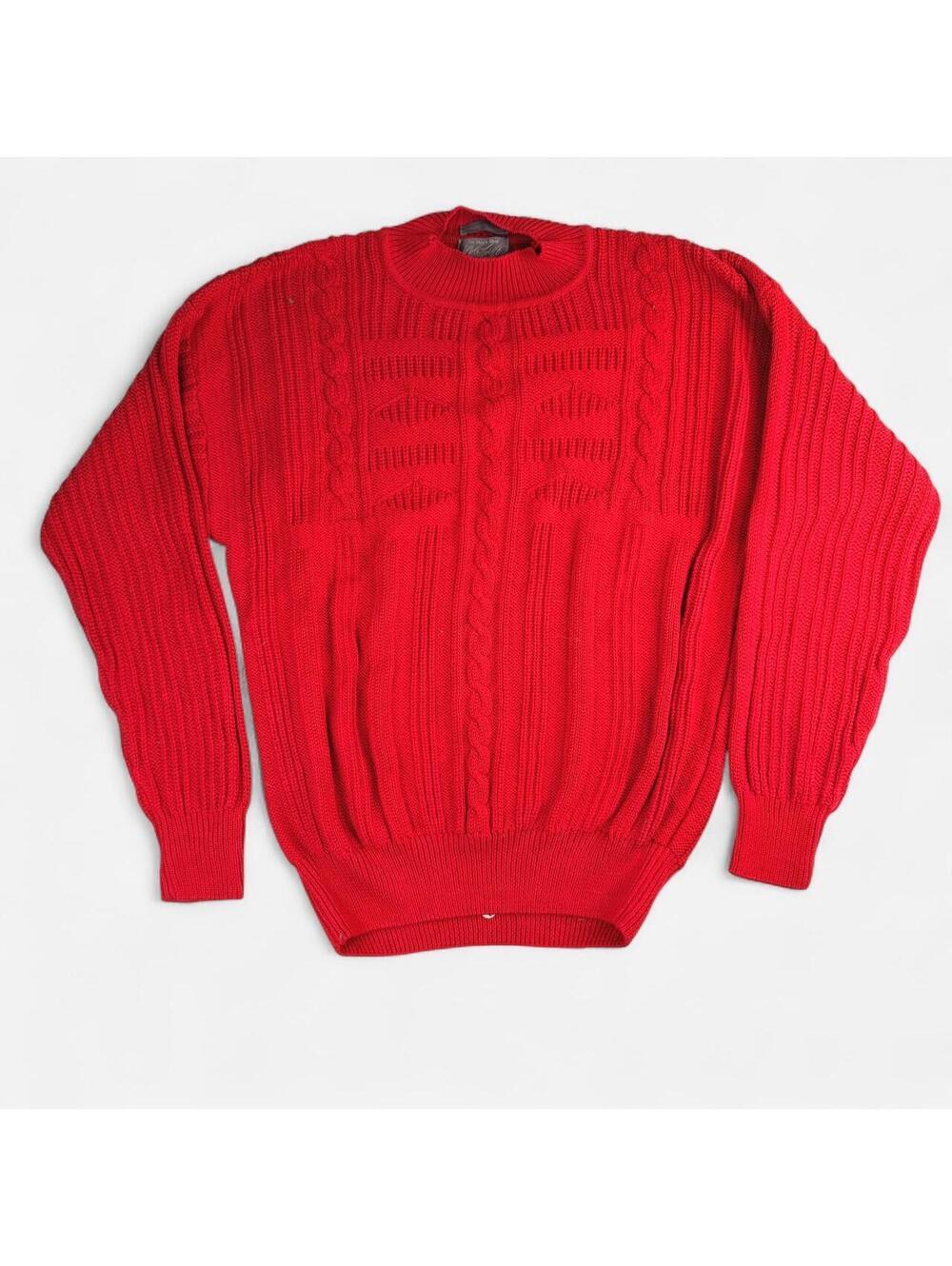 Lord & Taylor Cable Knit Cotton Sweater in Red